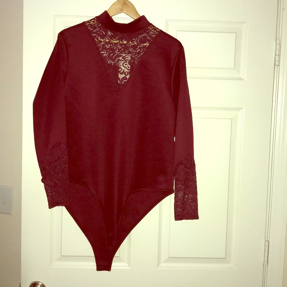 Plus Size Burgundy Bodysuit